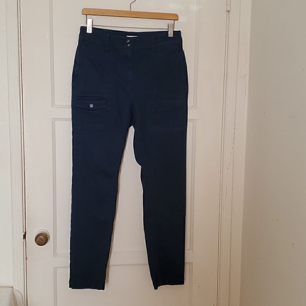J. Jill Highrise Cargo Utility Pants Blue Stretch Size 8